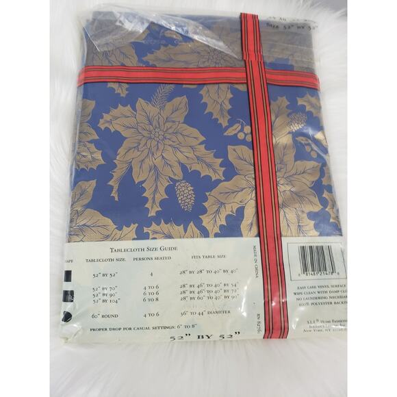 Vintage Sultans Linens Christmas Vinyl Table Cloth Poinsettia Square Kitschy - Picture 5 of 6